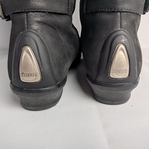 ICON Leather Women Riding Boots Black Color Biker Moto Size 9 US YKK Zippers - Picture 11 of 16